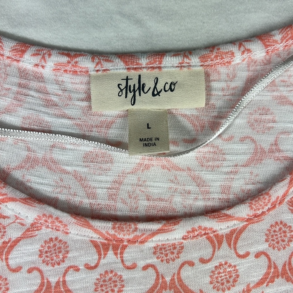 Style&co L White/Red 3 Panel Blouse - Picture 10 of 13
